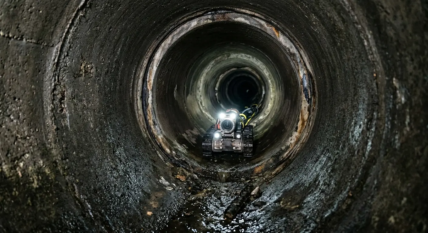 Robotic sewer camera inspecting pipe interior for Sewer Line Cleaning in Bryan